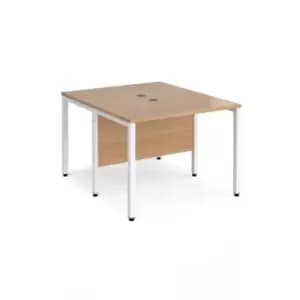 Image of Office Desk 2 Person Rectangular Desk 1000mm Beech Tops With White Frames 1200mm Depth Maestro 25