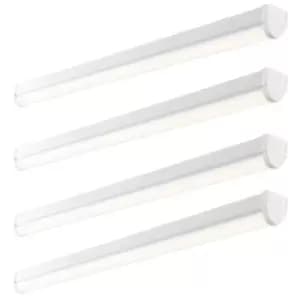 Image of 4 PACK 6ft Emergency Batten Light - 52W Cool White LED - Gloss White & Opal