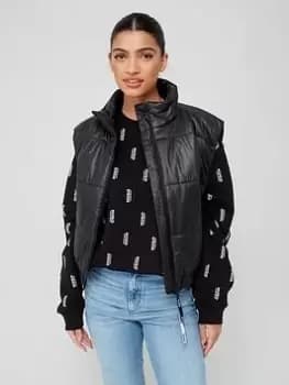 Image of HUGO Felere Cropped Water Repellent Padded Gilet - Black Size M Women