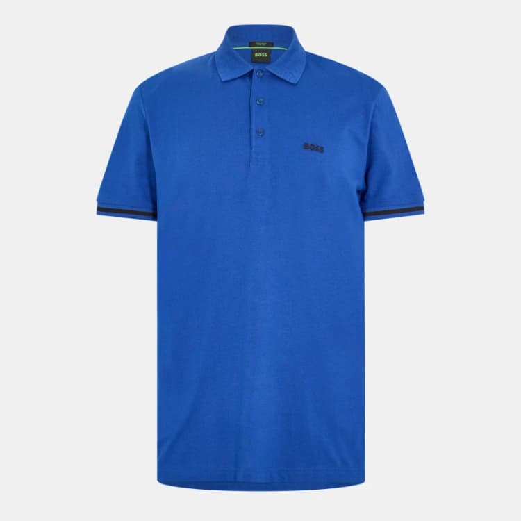 Image of Boss Mens Paddy Short-Sleeve Polo Shirt Bright Blue male S