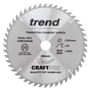 Image of Trend CRAFTPRO Wood Cutting Saw Blade 250mm 48T 30mm