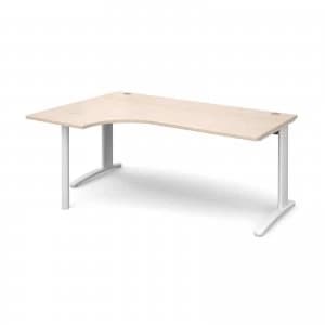 Image of TR10 Left Hand Ergonomic Desk 1800mm - White Frame maple Top