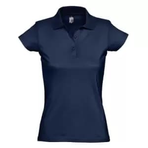 Image of SOLS Womens/Ladies Prescott Short Sleeve Jersey Polo Shirt (L) (French Navy)
