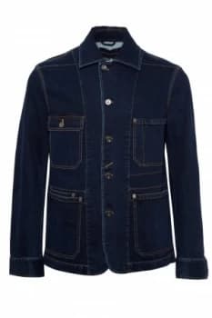 Image of Mens French Connection Denim Workwear 4 Pocket Jacket Vintage Blue