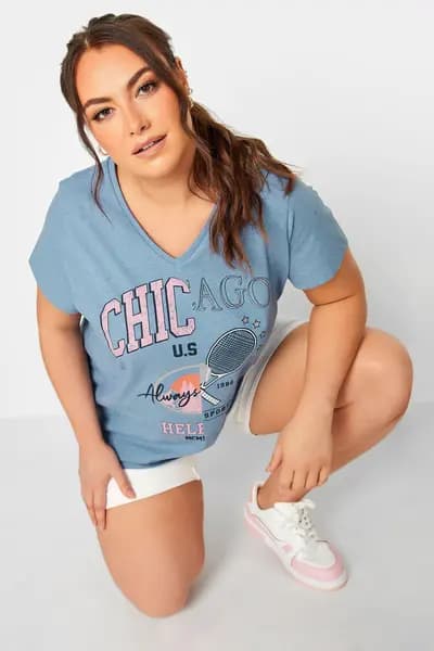 Image of Yours Print T-Shirt Blue