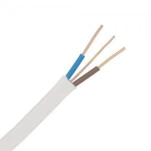 Image of Zexum White 2.5mm 24A 2 Core and Earth Brown Blue Fire Resistant Rated Power Cable - 1 Meter