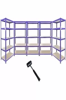 Image of T-Rax Metal Storage Shelves, Blue, 90cm W, 45cm D, Set of 5