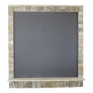 Image of Large Blackboard with Driftwod Effect Surround, Shelf and 3 Double Hooks
