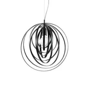 Image of Disco 1 Light Spherical Cage Ceiling Pendant Black, E27