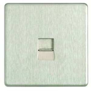 Image of Wickes Single Screwless Flat Plate Master Telephone Socket - Brushed Steel