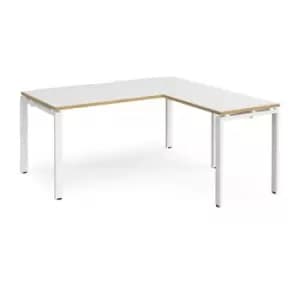 Image of Bench Desk Add On Return Desk 1600mm White/Oak Tops With White Frames Adapt