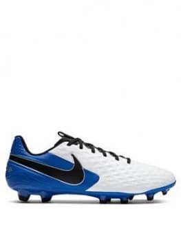 Image of Nike Mens Tiempo 8 Academy Firm Ground Football Boot, White/Blue, Size 6, Men
