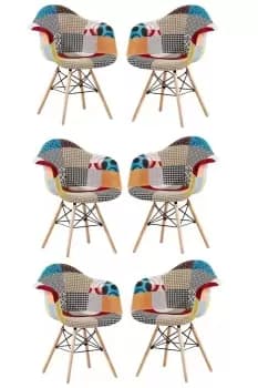 Image of Moda Patchwork Eiffel Armchair, Set of 6 Dining Chairs