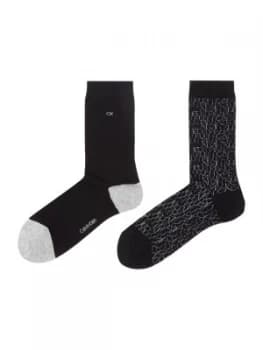 Image of Calvin Klein Repeat logo 2 pair pack ankle socks Black