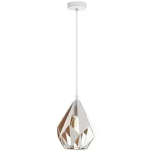 Image of Carlton Wire Frame Pendant Ceiling Light White, Gold - Eglo