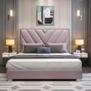 Image of Deana Bed Double Plush Velvet Pink