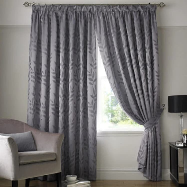 Image of Tivoli Lined Ready Made Pencil Pleat Curtains Silver