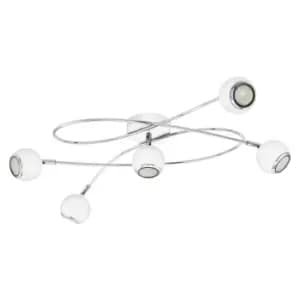 Image of Flush Ceiling Light Colour White Chrome Shade Bulb GU10 5x3W Included