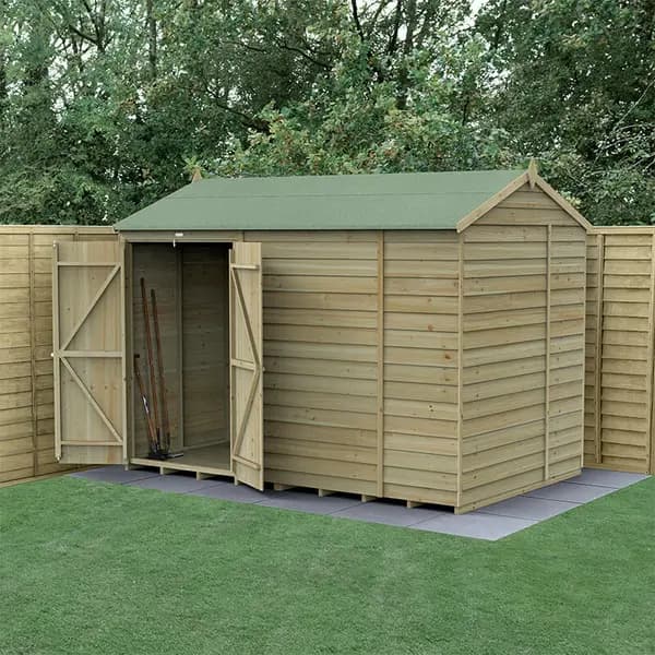 Image of 10' x 6' Forest 4Life 25yr Guarantee Overlap Pressure Treated Windowless Double Door Reverse Apex Wooden Shed (3.01m x 1.99m)