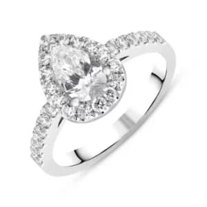 Image of Platinum Diamond Pear Cut Cluster Shoulder Set Ring