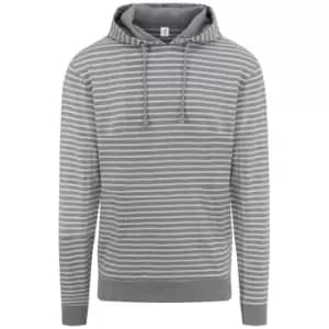 Image of AWDis Unisex Adults Nautical Striped Hoodie (L) (Heather Grey)