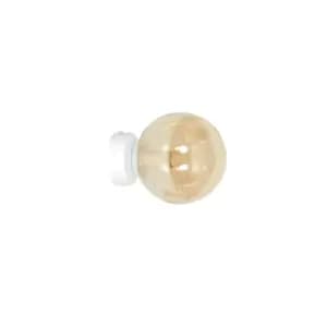 Image of Emibig Rossi White Wall Lamp with Amber Glass Shades, 1x E19