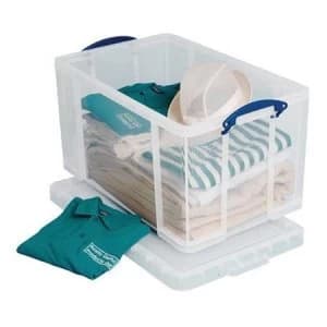 Image of Really Useful 84L Plastic Lightweight Robust Stackable Storage Box Clear