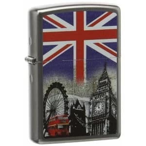 Image of Zippo London Scene Satin Chrome Regular Lighter