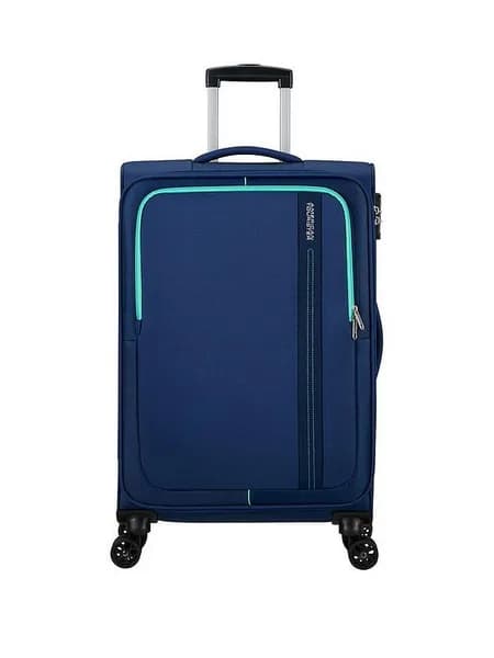 Image of American Tourister Sea Seeker VZDVG Spinner Medium Soft Combat Navy Suitcase