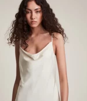 Image of AllSaints Womens Hadley Dress, Arctic White, Size: 14