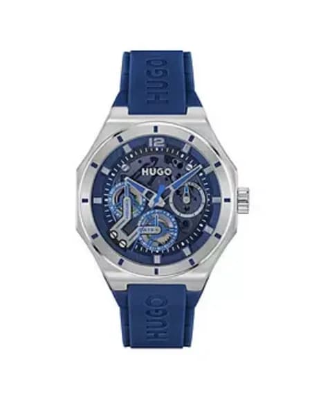 Image of HUGO 1530375 Mens #Grail Skeleton (44mm) Blue Dial / Blue Watch