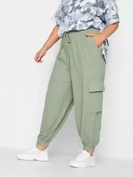 Image of Yours Smart Woven Joggers Chalky Khaki, Green, Size 26-28, Women