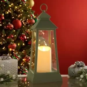 Image of Festive 42cm Green Lantern With Battery Operated Candle