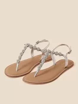 Image of Accessorize Reno Silver Sparkle Sandal, Silver, Size 36, Women