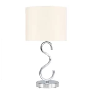 Image of Cabonna Chrome Modern Touch Table Lamp with Mink Drum Shade