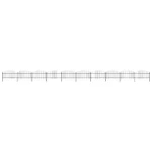 Image of Vidaxl Garden Fence With Spear Top Steel (1-1.25)x17 M Black