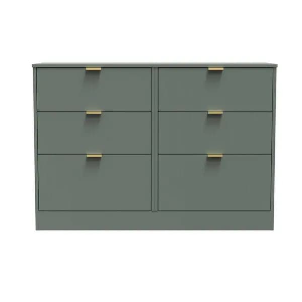 Image of Welcome Furniture Ready Assembled Nashville 6 Drawer Midi Chest In Reed Green NVF015RGRG