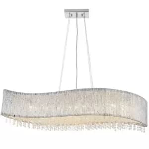 Image of Hanging Ceiling Linear Pendant Light Chrome & K9 Crystal Stunning Feature Lamp
