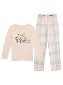 Image of Barbour Girls Olivia Tartan Pyjama Set - Pink Tartan, Pink Tartan, Size 10-11 Years, Women