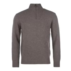 Image of Barbour Mens Essential Lambswool Half Zip Sweater Dark Stone Large