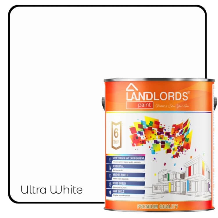 Image of LANDLORDS PAINT Kitchen & Bathroom Paint - 20L in Ultra White Ultra White Unisex 20L