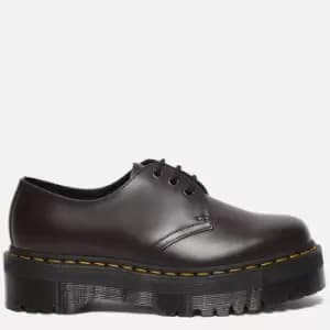 Image of Dr. Martens Womens 1461 Quad Polished Smooth Leather 3-Eye Shoes - Burgundy - UK 3