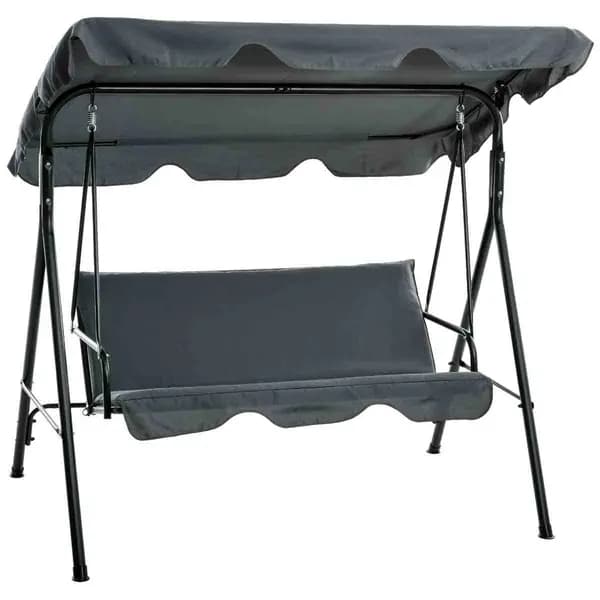 Image of Outsunny 3 Seat Metal Hammock Swing Chair - Grey 84A-054V04GY