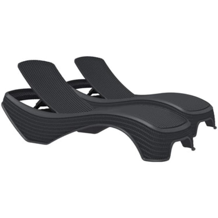 Image of CENTURION SUPPORTS Centurion Supports MALDIVES Black Outdoor High-End PU Rattan Adjustable Sun Lounger Pair Maldives Black Pair