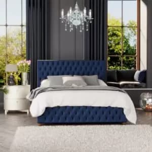 Image of Seren Ottoman Storage Bed, Plush Velvet, Navy Super King - Laurence Llewelyn-bowen