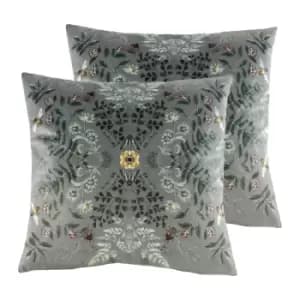 Image of Evans Lichfield Eden Mirror Twin Pack Polyester Filled Cushions Multi