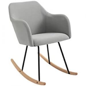 Image of HOMCOM Polyester Linen Upholstered Rocking Armchair Light Grey