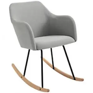 Image of HOMCOM Polyester Linen Upholstered Rocking Armchair Light Grey