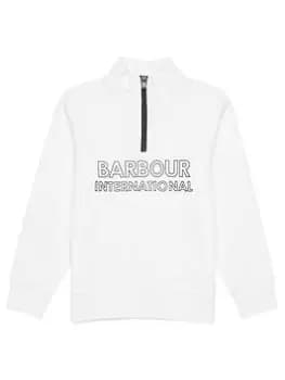 Image of Barbour International Boys Halt Half Zip Sweat Top - White, Size 8-9 Years