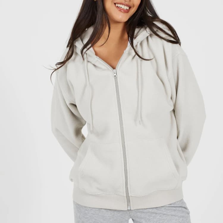 Image of Brave Soul BS Womens Hooded Zip Though Polar Fleece Sweatshirt Cloud Grey female 8 (XS)